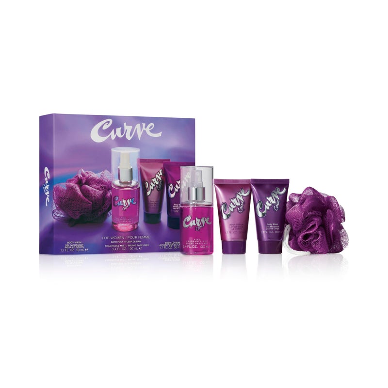Curve Crush for Women Perfume Fragrance Set Body Wash Lotion Fragrance Mist and Loofa Day or Night Scent 4 Piece Set - Image 2