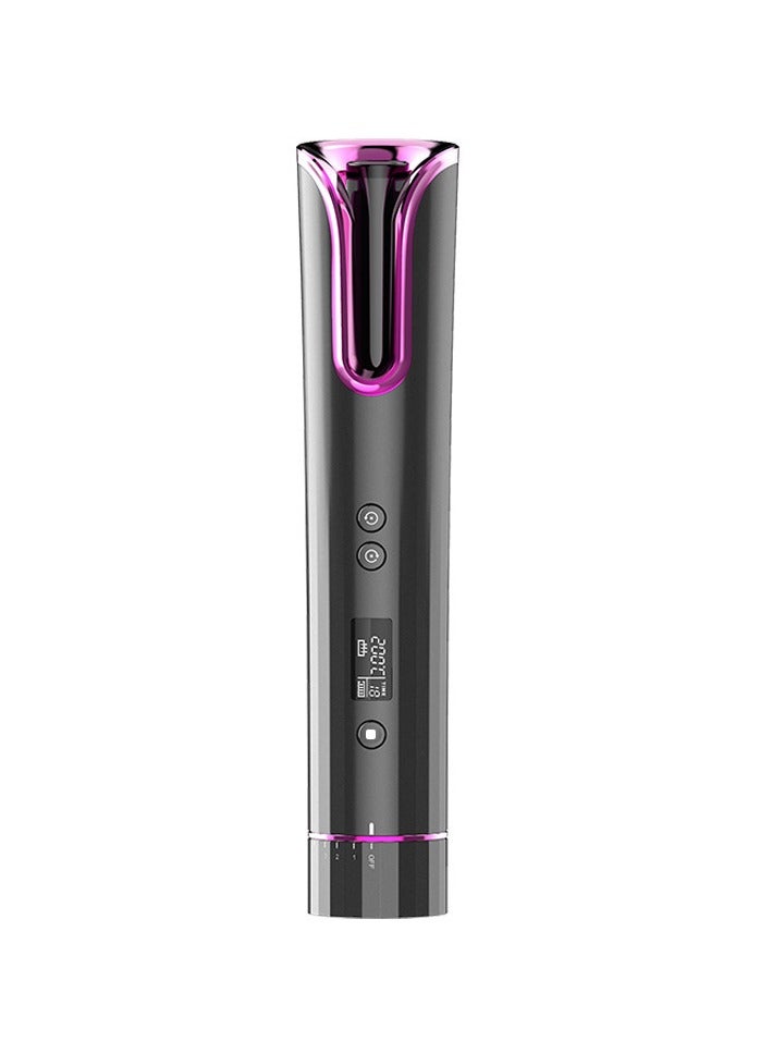 Generic Cordless Automatic Hair Curler with LCD Display, 4 Temperature Settings, Type-C Rechargeable, 4800mAh Battery, Anti-Scald Design - Black & Purple  - Image 2