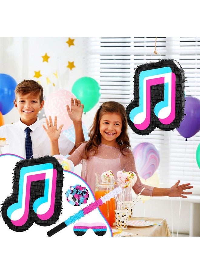 Sosation Small Music Party Pinata Birthday Party Decorations Dj Short Video Party Social Media Theme Party Baby Shower With Wooden Stick Paper Blindfold Confetti Set For Boys Girls Adults 16.1 X 12 X 2.8 Inch - Image 4