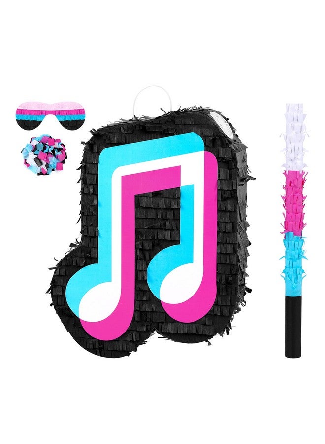 Sosation Small Music Party Pinata Birthday Party Decorations Dj Short Video Party Social Media Theme Party Baby Shower With Wooden Stick Paper Blindfold Confetti Set For Boys Girls Adults 16.1 X 12 X 2.8 Inch - Image 1