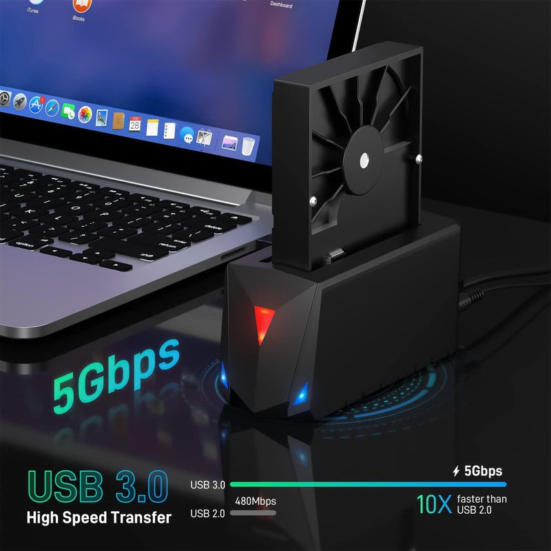 Tobo Hard Drive Docking Station, USB 3.0 Docking Station for 2.5 3.5 inch SATA HDD SSD, Hard Drive Enclosure with 12V Power Adapter, Support Maximum 18TB Hard Drive TD-YPZ110B - Image 4