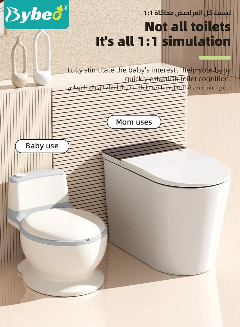بيبو مقعد تدريب الأطفال على استخدام المرحاض، نونية للأطفال، مرحاض واقعي للتدريب المرحاض، مرحاض أطفال مع فرشاة و100 كيس تنظيف للأطفال الصغار والرضع والأولاد والبنات، مع مسند ظهر، سهل التفريغ والتنظيف - Image 3