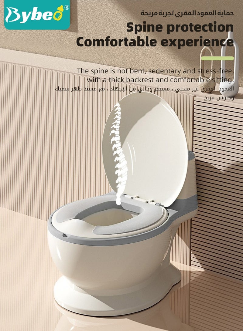 بيبو مقعد تدريب الأطفال على استخدام المرحاض، نونية للأطفال، مرحاض واقعي للتدريب المرحاض، مرحاض أطفال مع فرشاة و100 كيس تنظيف للأطفال الصغار والرضع والأولاد والبنات، مع مسند ظهر، سهل التفريغ والتنظيف - Image 4