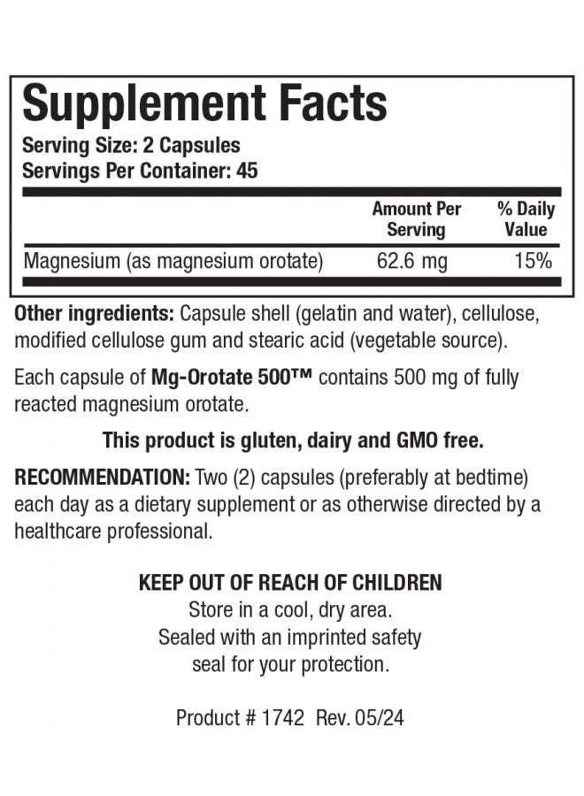 Biotics Research Mg Orotate 500 Magnesium Orotate Form, Cardiovascular Support, Heart Health, Overall Relaxation Response, Improves Sleep and Muscle Relaxation. 90 Capsules - Image 1