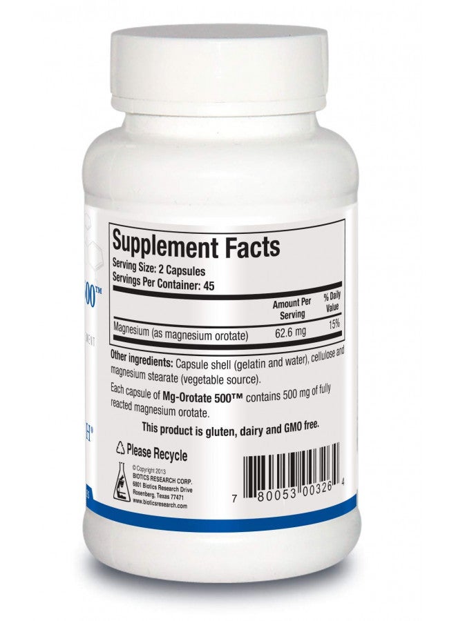 Biotics Research Mg Orotate 500 Magnesium Orotate Form, Cardiovascular Support, Heart Health, Overall Relaxation Response, Improves Sleep and Muscle Relaxation. 90 Capsules - Image 2