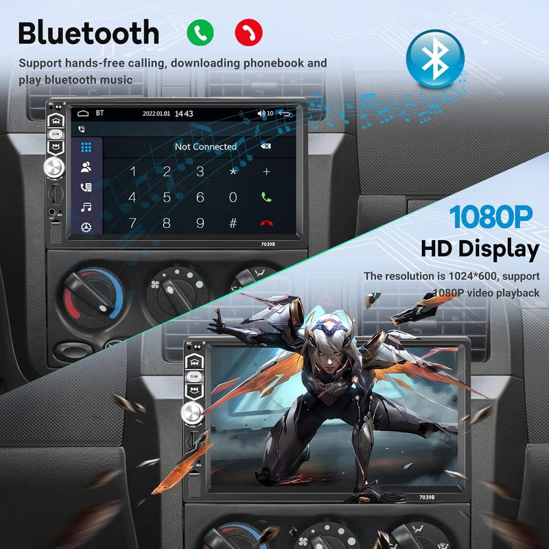 EKAT ستيريو سيارة EKAT أحادي الدين مع Apple Carplay وAndroid Auto سلكي، شاشة تعمل باللمس 7 بوصة، بلوتوث، راديو FM، كاميرا خلفية - Image 5