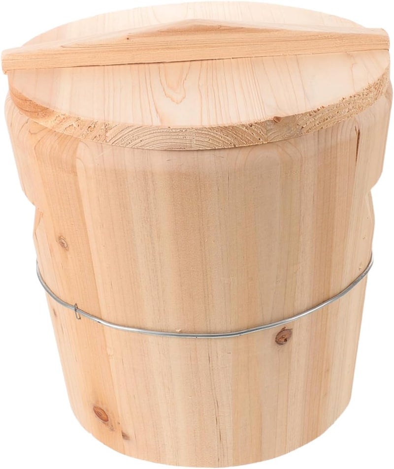 Wooden Towel Heating Bucket 25x25x25cm with Lid Sauna Bucket for Hot Towel Steaming and Bathroom Spa Use - Image 1