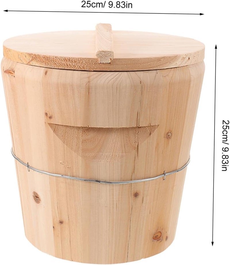Wooden Towel Heating Bucket 25x25x25cm with Lid Sauna Bucket for Hot Towel Steaming and Bathroom Spa Use - Image 2