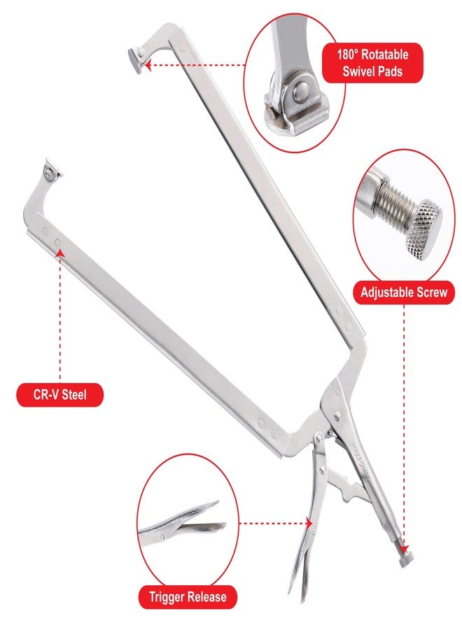 كماشة قفل MAXPOWER مقاس 24 بوصة على شكل حرف C، مشبك قفل كبير على شكل حرف C مع وسادات دوارة للإمساك، سعة فك قصوى تصل إلى 10 بوصات - Image 3