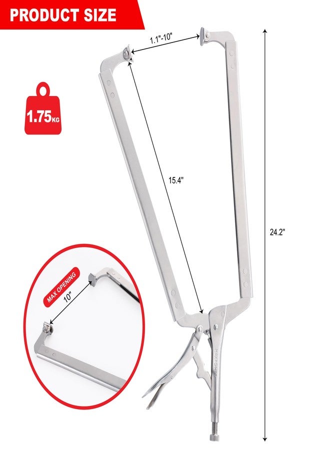 كماشة قفل MAXPOWER مقاس 24 بوصة على شكل حرف C، مشبك قفل كبير على شكل حرف C مع وسادات دوارة للإمساك، سعة فك قصوى تصل إلى 10 بوصات - Image 2