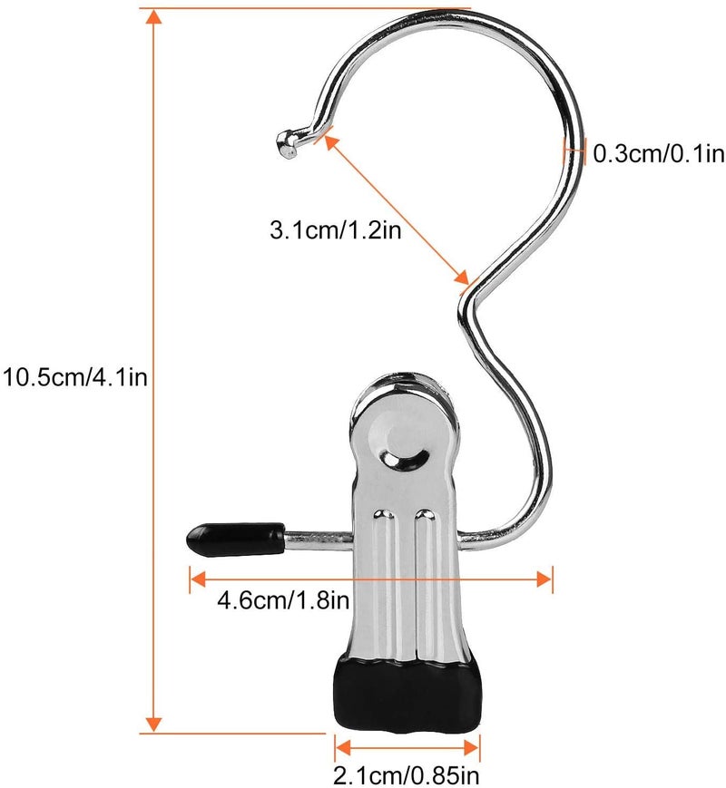Gopendra Gopendra Multipurpose Clip Hook Hanger Hanging Pins Stainless Steel Laundry Clips with Hooks for Clothing Glove Shoe Garment Photos Home Decoration Pack of 4 - Image 2