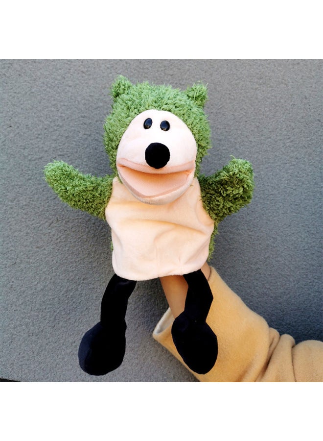Full-body Hand Doll Toy Animal Gloves Doll Open Mouth Ventroll Doll Parent-child Interactive Performance Early Childhood Education-Color:Green Hedgehog (mouth Can Move)-Height:30cm Large Hand Puppet  - Image 1