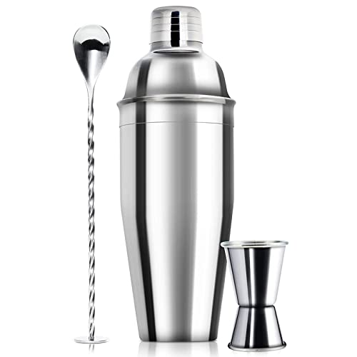 WPHUAW 24oz Cocktail Shaker Bar Set-Professional Margarita Mixer Drink Shaker and Measuring Jigger & Mixing Spoon Set-Professional Stainless Steel Bar Tools Built-in Bartender Strainer for Martini Kit - Image 1