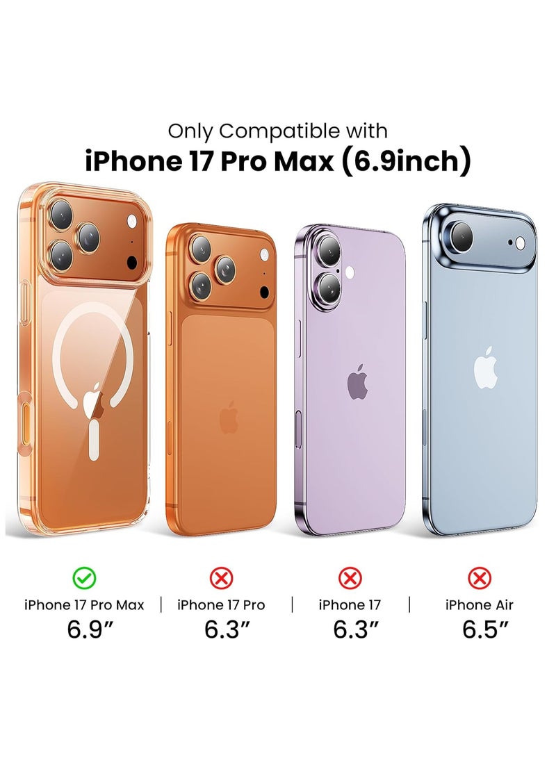 Houmt iPhone 17 Pro Max Clear Case Anti-Yellowing Strong Magnetic Cover with Screen Protector And Camera Lens Protector Case For iPhone 17 Pro Max 6.9-inch - Image 2