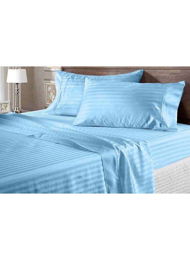 Hotel Collection HOTEL COLLECTION Stripe LightBlue Super King Fitted Sheet 200x200 cm with 2 Pillow Cases  - Image 2