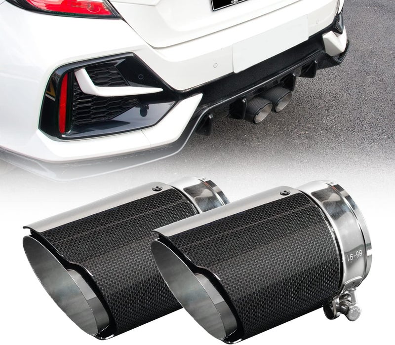 ARCHAIC Carbon Fiber Muffler Exhaust Tail Pipe for Honda Civic Hatchback 2016-2021, Exhaust Tip for 10th Gen Civic, Exhaust Cutout Stainless Steel, Pair - Image 1