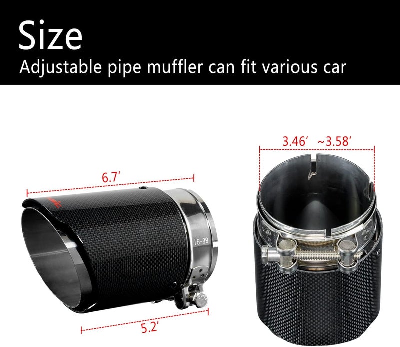 ARCHAIC Carbon Fiber Muffler Exhaust Tail Pipe for Honda Civic Hatchback 2016-2021, Exhaust Tip for 10th Gen Civic, Exhaust Cutout Stainless Steel, Pair - Image 2