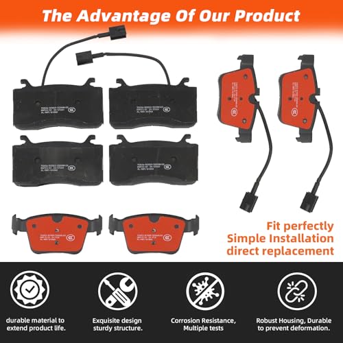 Tivora Front & Rear Ceramic Brake Pads Set Compatible with Alfa Romeo Giulia 2017 2018 2019 2020 2021 2022 Replace 68317364AA 68318394AA 68501180AA 77367733 - Image 3