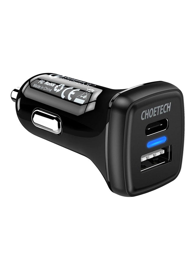 CHOETECH Dual USB Car Charger Black - Image 1