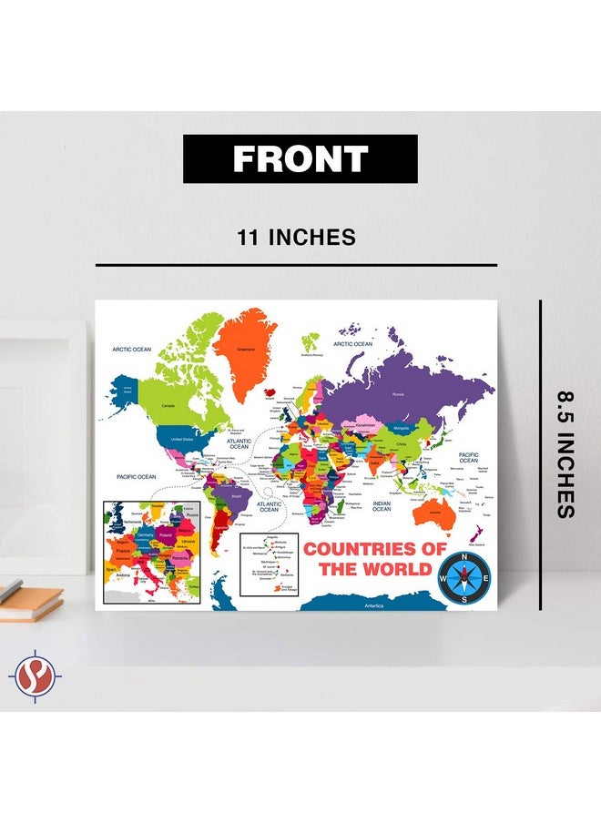S Superfine Printing All Countries And Flags Of The World Educational Map | Great Learning Tool For Kids And Adults | 80Lb Cardstock (216Gsm) | 8.5 X 11” | 10 Per Pack  - Image 5