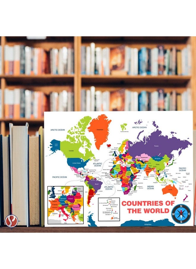 S Superfine Printing All Countries And Flags Of The World Educational Map | Great Learning Tool For Kids And Adults | 80Lb Cardstock (216Gsm) | 8.5 X 11” | 10 Per Pack  - Image 3