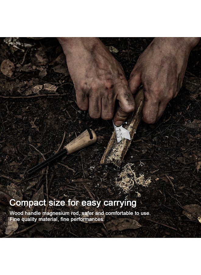 Generic - Portable Outdoor Flint Camping Accessory Survival Tools Flint Ignition Magnesium Rod and Flint Scraper Kit Wood Handle Lighter - Image 1