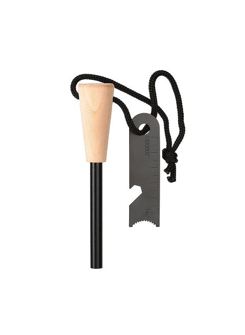 Portable Outdoor Flint Camping Accessory Survival Tools Flint Ignition Magnesium Rod and Flint Scraper Kit Wood Handle Lighter