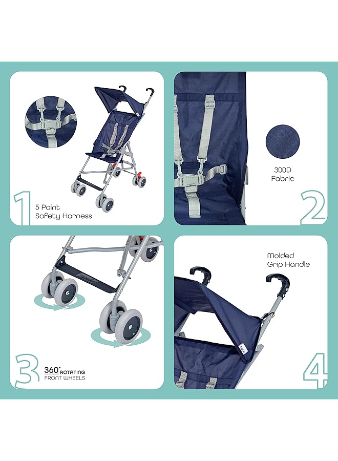 Jet Buggy Stroller For 6 Months To 4 Years Babies Dark Blue - Image 2