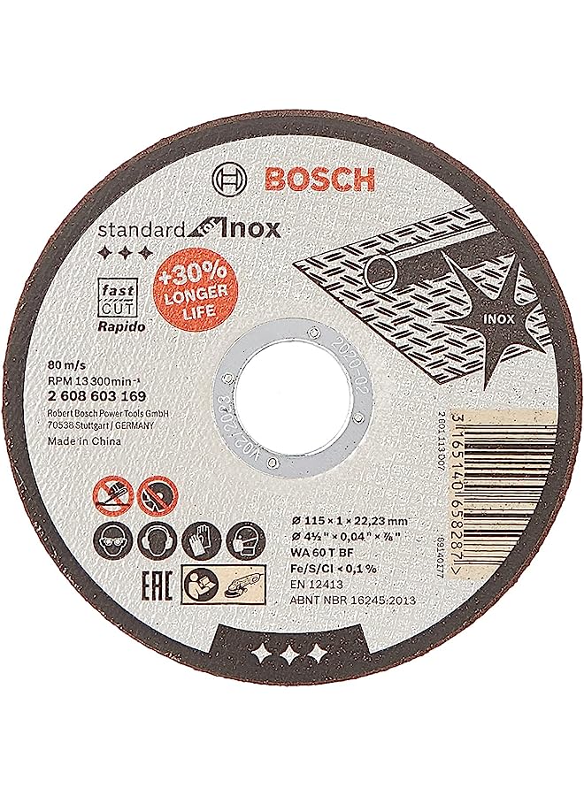 BOSCH Standard For Inox - Rapido Straight Cutting Disc - 2 608 603 169 - Image 1