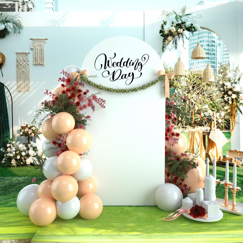 bricia Wedding Arch Backdrop Stand Cover, 6FT Double Sided Stretchy Arch Cover Fitted Wedding Birthday Party Banquet Decoration (White 72''Lx31.2''W) - Image 5