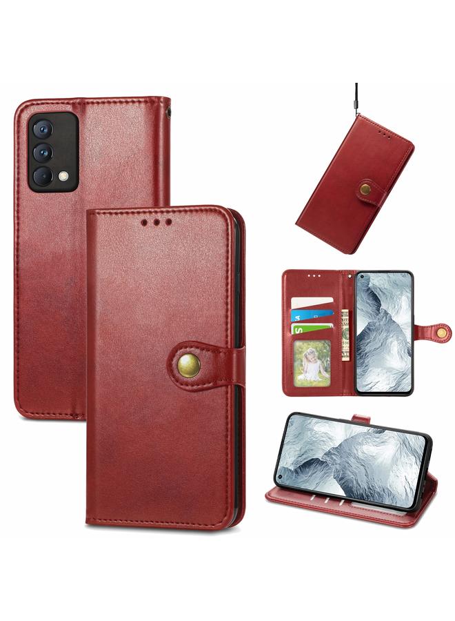 إيروريكس جراب لهاتف OPPO Realme GT Master بلون سادة مصنوع من الجلد مع مشبك وحزام وإطار للصور وفتحة للبطاقات ومحفظة ووظيفة الحامل - Image 1