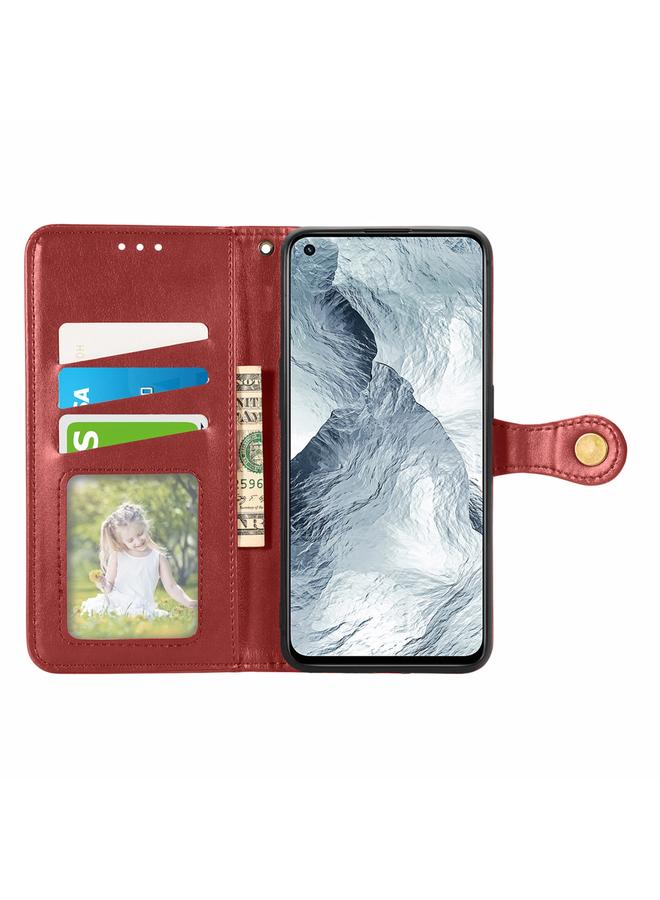 إيروريكس جراب لهاتف OPPO Realme GT Master بلون سادة مصنوع من الجلد مع مشبك وحزام وإطار للصور وفتحة للبطاقات ومحفظة ووظيفة الحامل - Image 3