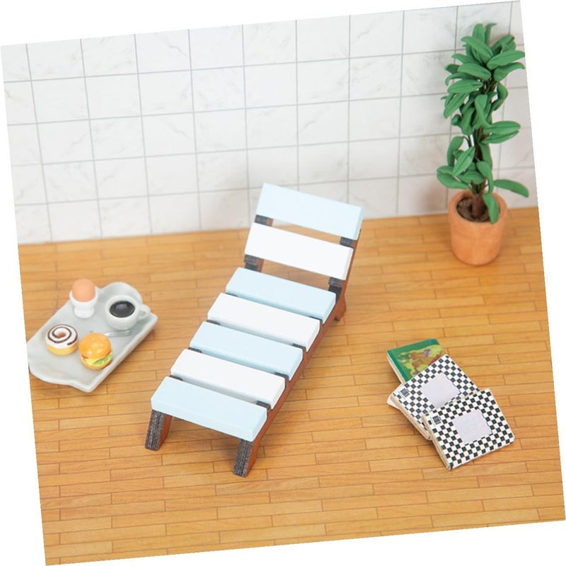Wood Miniature Beach Lounger Chair Ornament for Home Decor Landscape Craft - Image 5