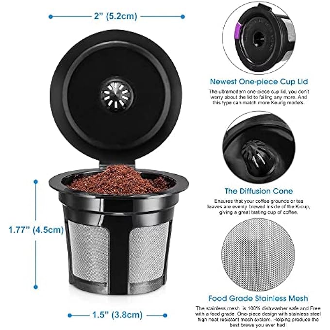 Kicovitifa Reusable K Cups 6 Pack Universal Fit Reusable Coffee Filters With Food Grade Stainless Steel Mesh EcoFriendly Coffee Pods For Keurig 10 And 20 Brewers - Image 2