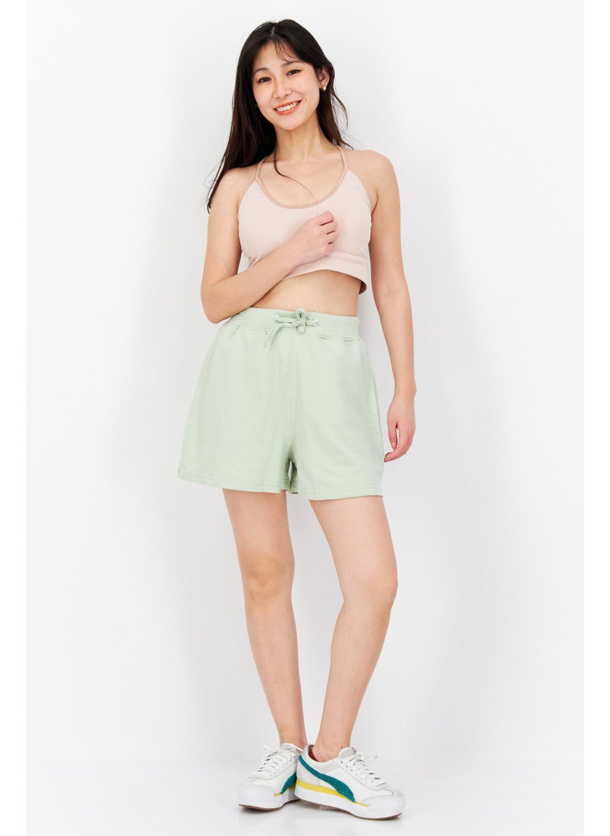 Urban Bliss - Women Solid Basic Shorts, Sage - Image 1