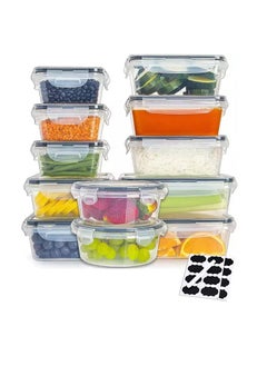 Meal Prep Container, Airtight Food Storage Container Set of 12 pcs,Re-usable Plastic Food Containers,
