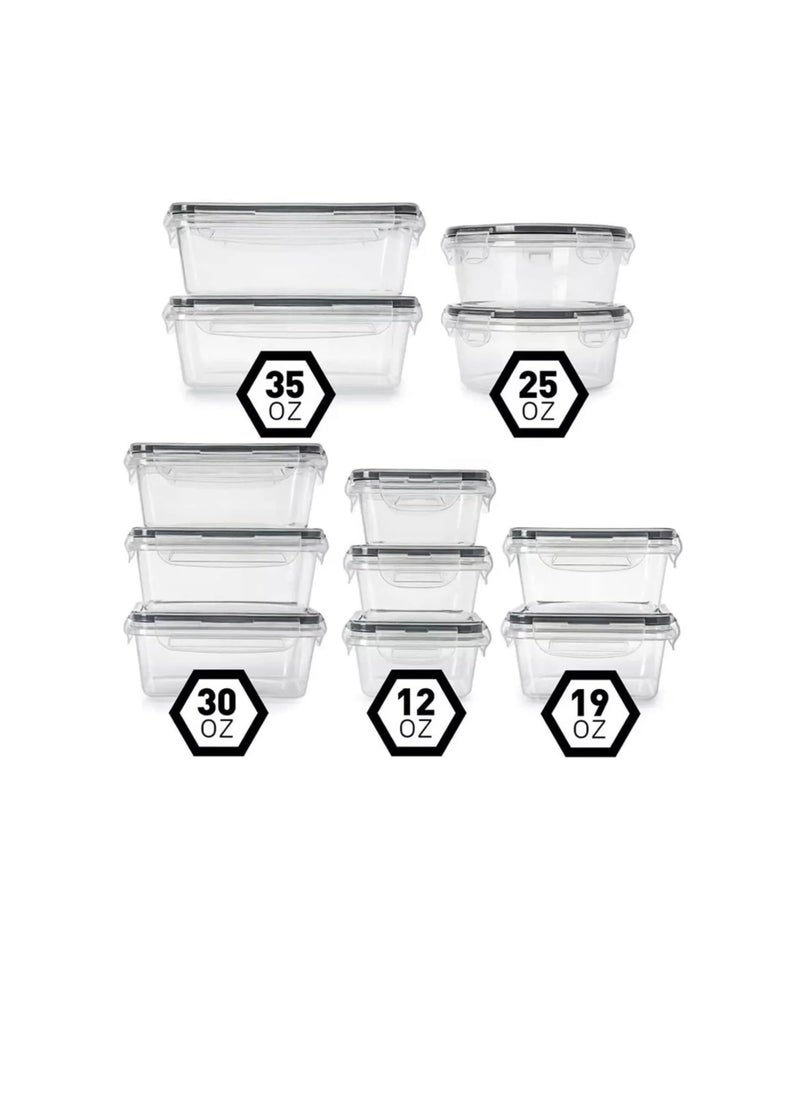 Cool Baby - Meal Prep Container, Airtight Food Storage Container Set of 12 pcs,Re-usable Plastic Food Containers, - Image 1