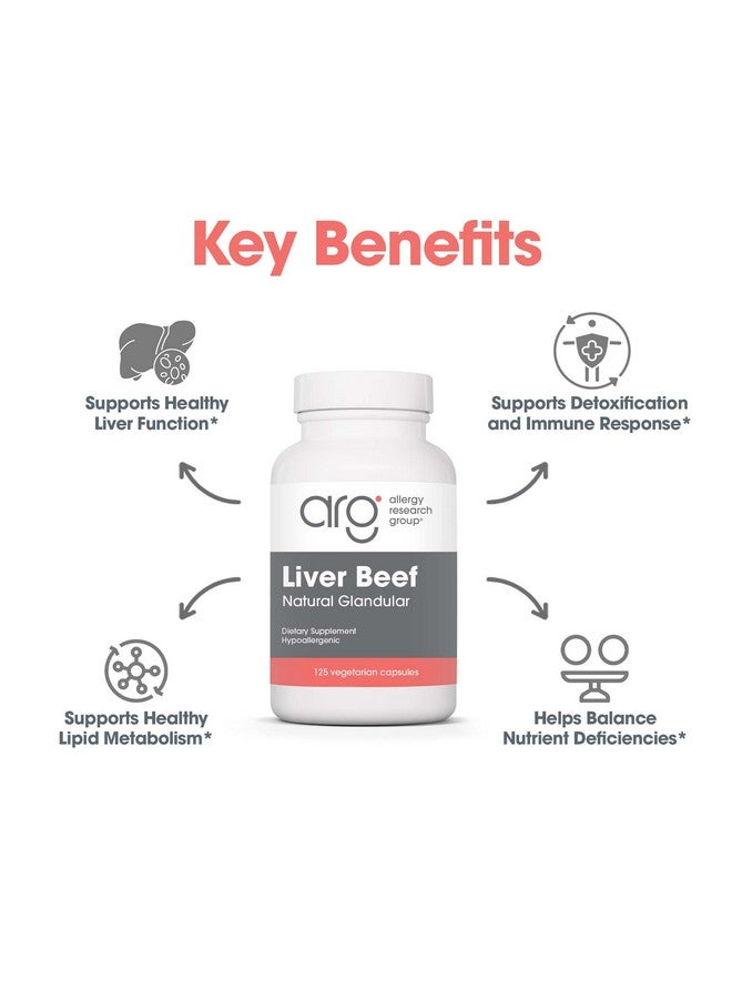 اليرجي ريسيرتش جروب مجموعة أبحاث الحساسية - مكمل كبد البقر - دعم وظائف الكبد، كبسولات كبد البقر التي تتغذى على العشب 1000 مجم، فيتامينات كبد البقر الغدي - 125 كبسولة - Image 4