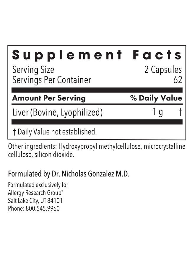 اليرجي ريسيرتش جروب مجموعة أبحاث الحساسية - مكمل كبد البقر - دعم وظائف الكبد، كبسولات كبد البقر التي تتغذى على العشب 1000 مجم، فيتامينات كبد البقر الغدي - 125 كبسولة - Image 3