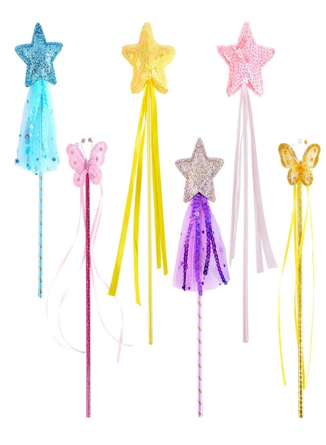 BANBALLON مجموعة BANBALLON المكونة من 6 قطع من عصا الأميرة السحرية وعصا الجنية لتزيين زي الأميرة للفتيات ولعب الأدوار في حفلات أعياد الميلاد - Image 1