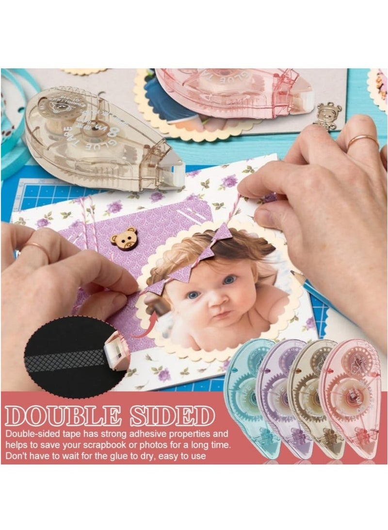 عبوة من 4 أسطوانات شريط لاصق مزدوج الجوانب، شريط لاصق لسجلات القصاصات، شريط لاصق لاصق للمشاريع الحرفية والفنية. - Image 5