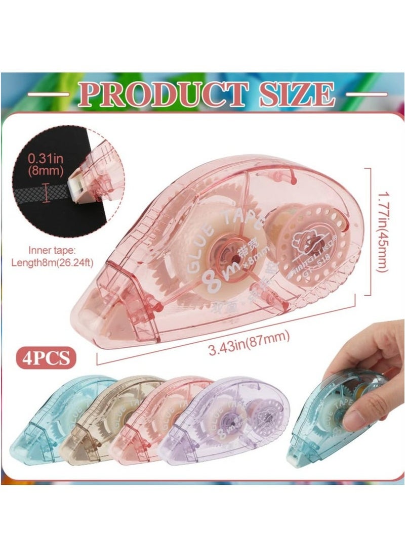 عبوة من 4 أسطوانات شريط لاصق مزدوج الجوانب، شريط لاصق لسجلات القصاصات، شريط لاصق لاصق للمشاريع الحرفية والفنية. - Image 2