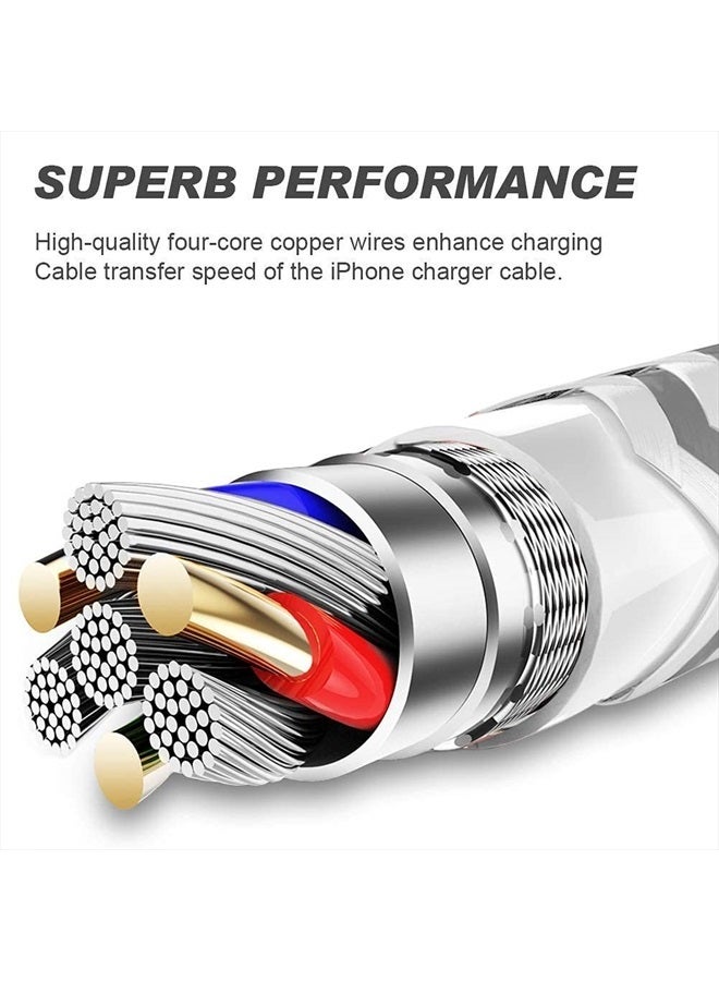 YEFOOT [Apple MFi Certified] 6Pack[3/3/6/6/6/10ft] iPhone Charger Lightning Cable Compatible iPhone 14ProMax/14Pro/14/14Plus/13Pro/13/12Pro/12/11 and More-Silver&White - Image 3