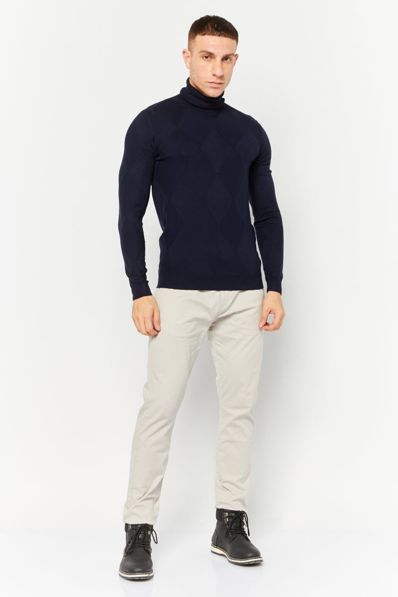 Sorbino Men Mock Neck Long Sleeves Heather Sweatshirt, Navy - Image 2