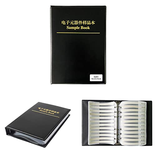 Easyscen 0201 SMD Resistor Sample Book 170 Values Resistor Kit 50 Each 1% Accuracy in Storage Book Case, SMT Resistors Electronic Components Assortment Folder Sample Kit Book Black (Resistor-0201) - Image 1