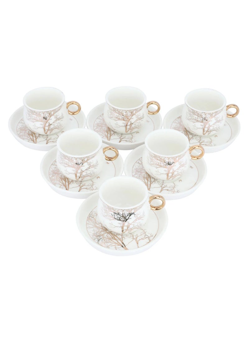 Alsaif Gallery Turkish Coffee Cup Set Golden Tree Pattern 12 Pieces  - Image 1