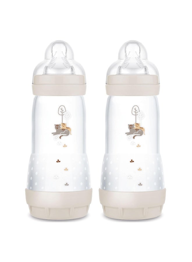 MAM زجاجات مام 11 أونصة سهلة البدء مضادة للمغص، تدفق سريع، حلمة سيليكون تشبه الرضاعة الطبيعية، تقلل من المغص والغازات والارتجاع، سهلة التنظيف، خالية من BPA، 4 أشهر فما فوق - Image 1