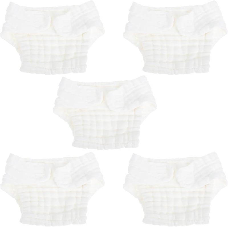 Healifty Newborn Diapers 5pcs Diaper Baby Cloth Newborn Pure Cotton Mustard White Washable Baby Diapers - Image 1