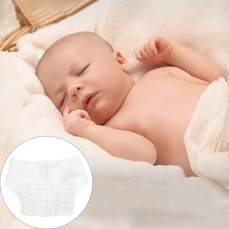 Healifty Newborn Diapers 5pcs Diaper Baby Cloth Newborn Pure Cotton Mustard White Washable Baby Diapers - Image 2