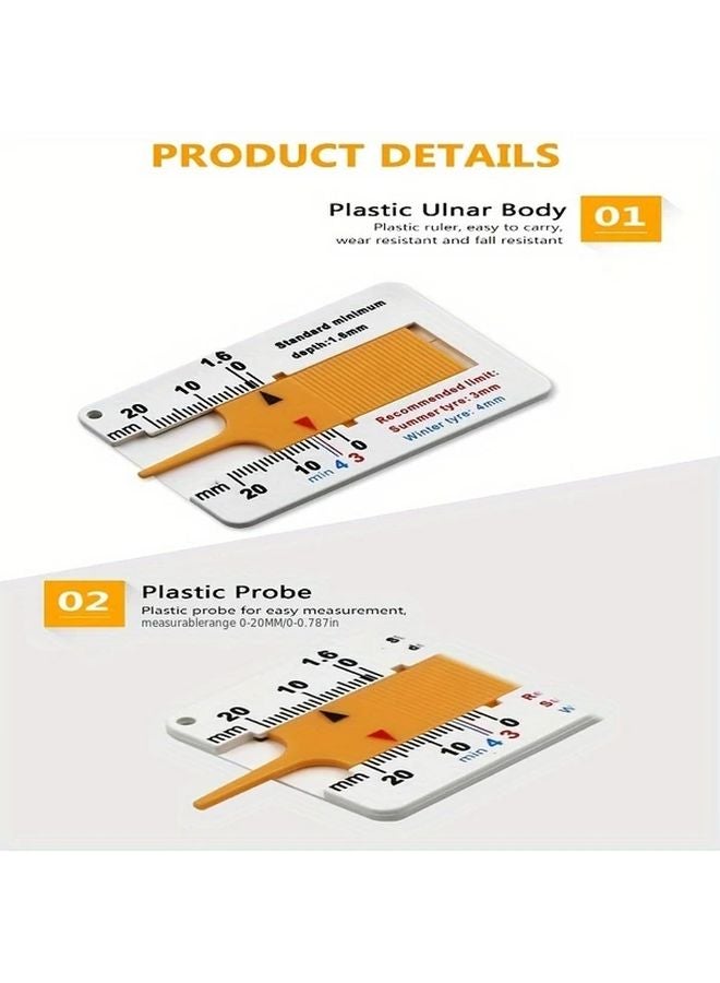 Plastic Tire Tread Depth Gauge 0 20mm Vernier Caliper Measuring Tool For Cars Motorcycles Trucks Trailers - Image 4